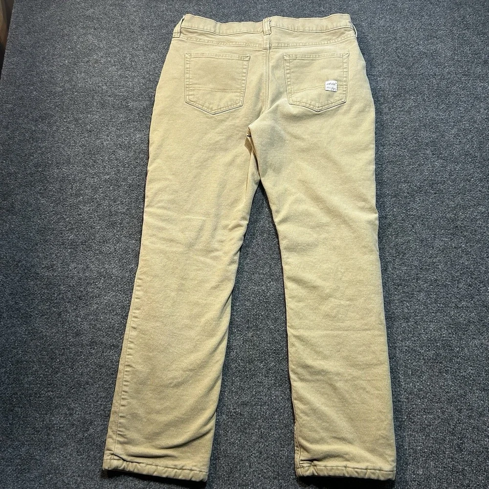Eddie Bauer Mens Fleece Lined Canvas Pants 33x32 Straight Fit Khaki Tan Winter